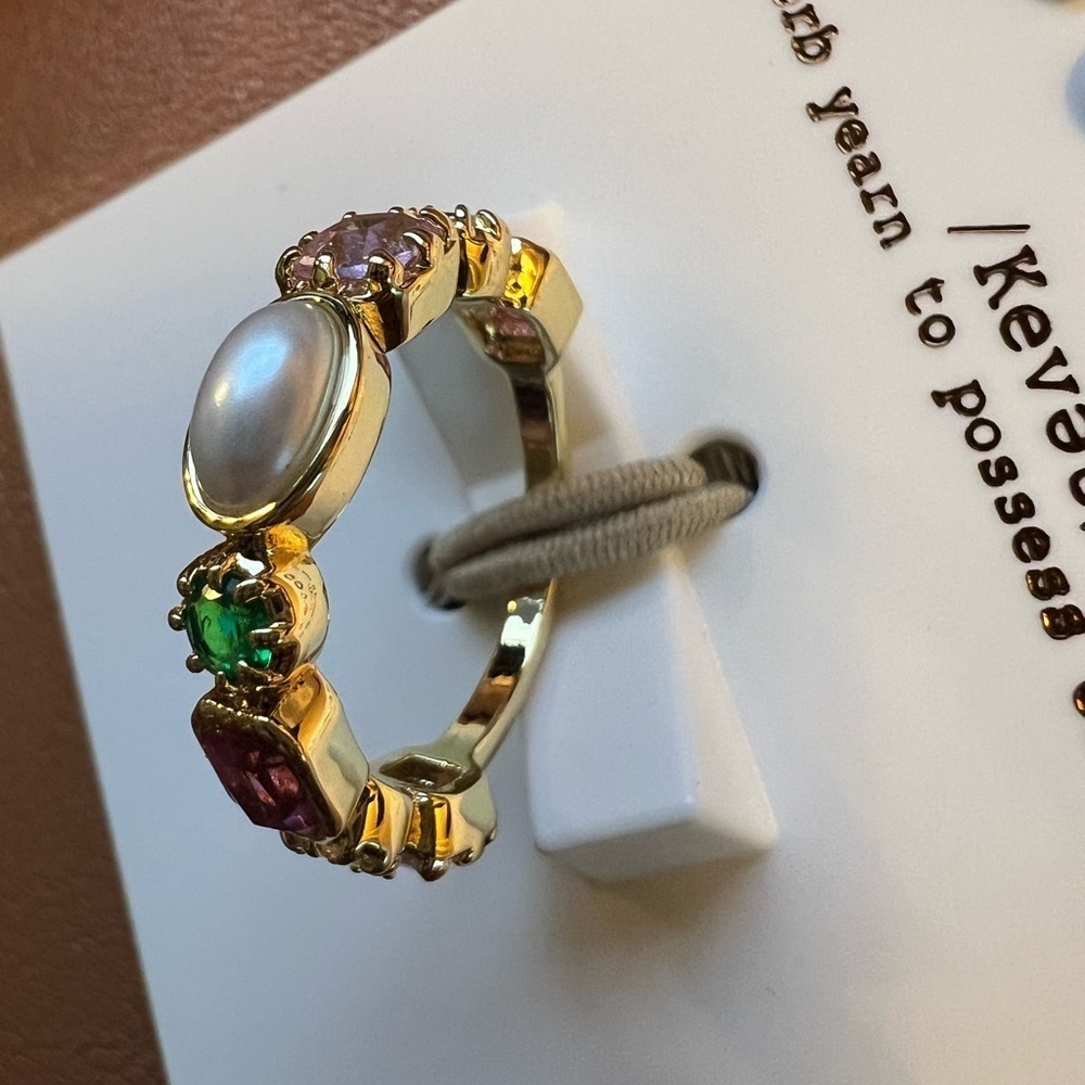 Nordstrom Covet Multishape Cubic Zirconia Faux Pearl Band Statement Ring::NWT:: - Picture 8 of 9